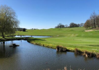 South Winchester Golf Club view from the clubhouse up the 18th fairway.